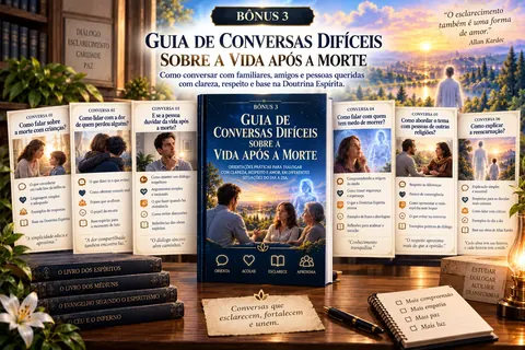 Mockup do bônus 3: Guia de Conversas Difíceis sobre a Vida Após a Morte